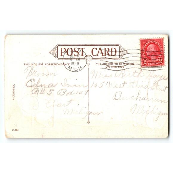 Little New Year Greetings Postcard Cherub Angel Rings Golden Bells 1929 Vintage - Picture 2 of 2